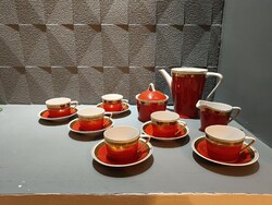 Hollóházi aranyozott mokkás készlet