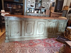 Pult, 5 fiókos fenyő pult, régi faanyagból elkészítve, rusztikus darab (darabok) konyhapult v üzlet