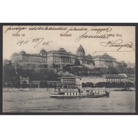 Magyarország,Budapest I. - Királyi vár és Hunyadi János gőzhajó 1909