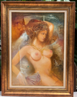 Egy ritka témáju  Buday Mihály olajfestmény 50x70 cm méretben+ keret