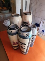 Mutatós Vintage  Afrikai maratott, kézzel festett szappankő vázák 5 darabos szett