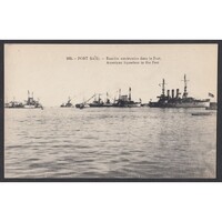 Egyiptom,Port Said - Amerikai hajóraj a kikötőben 1916