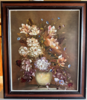 Vízer Julia "Tavaszi Csokor" olajfestmény 60x50 cm méretben + keret