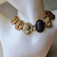 Victorian antique Revival, 925 sterling silver chain,  lava high-relief Camio choker