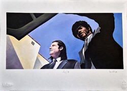 Vinkó Leó - Pulp Fiction Vincent & Jules 30 x 42 cm computerprint, merített papír