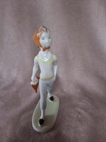 2512/13 Aquincum porcelán esernyős, kendős kislány