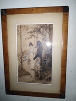 Eduard Döcker ,osztrák szecessziós festőművész: Walewska és Napóleon, antik festmény.