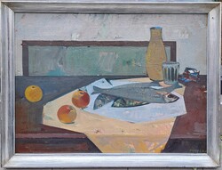 Kántor Lajos (1922-2013) : Halak ,60x80 cm. Képcsarnokos