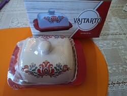 Kerámia vajtartó kalocsai mintás