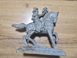 Régi szobor antik lovas szobor dekoráció  régiség aluminium szobor alu