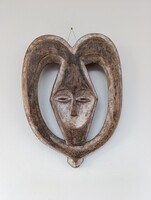 Afrikai maszk antik patinás fa Kwele népcsoport Gabon africká maska afrikanische Maske D304 222 6019