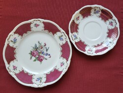 Bavaria német porcelán reggeliző tányérpár csészealj kistányér tányér