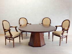 Art Deco kerek 6 személyes étkezőasztal – tárgyalóasztal [C-26]