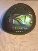 Zsolnay eozin, feliratos asztaldísz/levélnehezék,  5,5 X 12 cm,  jelzett