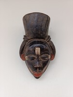 Afrikai maszk patinás fa maszk Punu népcsoport Gabon africká maska afrikanische Maske D304 232 6049