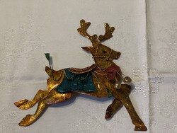 Gyönyörű retró fém karácsonyfa dísz rénszarvas, nagy.