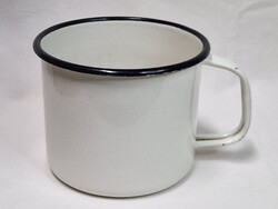 Régi szovjet jelzett zománcos nagy méretű fém bögre szép állapotban 11 cm. magas