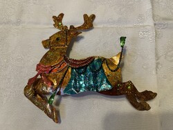 Gyönyörű retró fém karácsonyfa dísz rénszarvas, nagy.