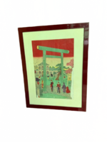 Városkapu Japánban 20. századi nyomat