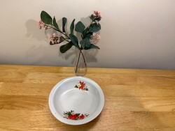 Zsolnay mikulásvirágos porcelán mélytányér 1 db karácsonyi főzelékes tányér