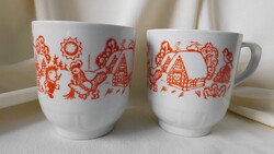 Régi szovjet gyerekbögre téli mesejelenettel - Sün és kakas