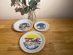 Zsolnay téli motívumos mese mintás  porcelán tányér szett készlet mikulásos - 3 db - 2db sérült