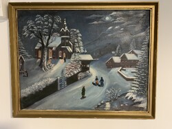 A téli falu ( 83x65) AKCIÓ ( ajándéknak tökéletes)