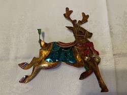 Gyönyörű retró fém karácsonyfa dísz rénszarvas, nagy.