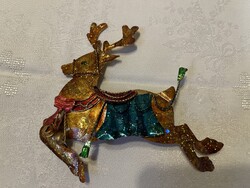 Gyönyörű retró fém karácsonyfa dísz rénszarvas, nagy.