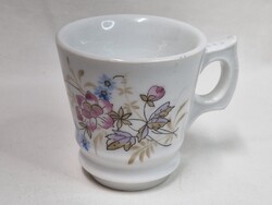 Régi virág mintás vastag falú porcelán koma csésze hibátlan állapotban 8 cm. magas