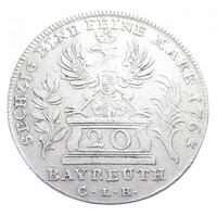 Németország,Frigyes Keresztély 20 krajcár 1763 - Brandenburg-Bayreuthi őrgrófság VF+ ezüst 6.68g583