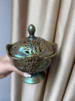 Zsolnay eozinmázas áttört fedeles bonbonier