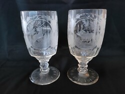 Antik, csiszolt kehely, díszpohár