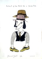 Milorad Krstic - Portrait of the Artist As a Young Dog 42 x 30 cm computer print, merített papír
