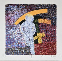 Aknay János - Kitörés 30 x 30 cm computer print, merített papír