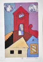 Aknay János - Az én Szentendrém 42 x 30 cm computer print, merített papír