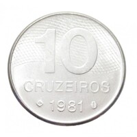 Brazília,10 cruzeiros 1981 aUNC+ vas