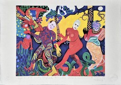 DrMáriás - Győrfi Pál Lady Gagával táncolva ... 30 x 42 computer print, merített papír