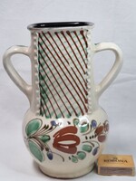 Mezőtúri mázas kerámia kétfüles váza hibátlan állapotban 22 cm. magas