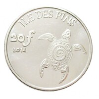 Új-Kaledónia,20 francs 2014 - Fenyők-szigete aUNC+ vas