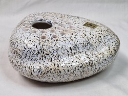 Jelzett iparművészeti mázas kerámia ikebana váza hibátlan állapotban 19 cm. átmérőjű