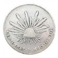 Mexikó,4 reales 1843 Go PM - konkáv szárnyak F ezüst 13.54g903