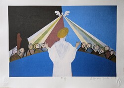 Aknay János - Az utolsó vacsora 30 x 42 cm computer print, merített papír