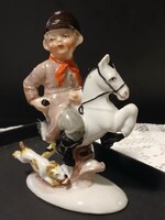 Régi porcelán lovas fiú
