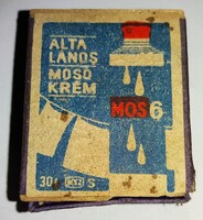 Régi MAGYAR faskatulyás háztartási gyufa - MOS6 , ÁLTALÁNOS MOSÓKRÉM RELKLÁM CÍMKÉS