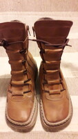 Mieli barna bőr cipzáros fűzős bakancs csizma 36