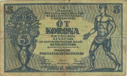 5 korona 1919 Osztrák magyar bank vastag papíros