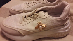 Fehér csillogó fűzős gyöngyös emblémás sportcipő 38 újszerű