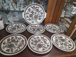 Angol Ridgway Jacobean Neoreneszánsz 6 Személyes Porcelán Süteményes Készlet.