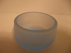 Pale blue satin glass candle holder